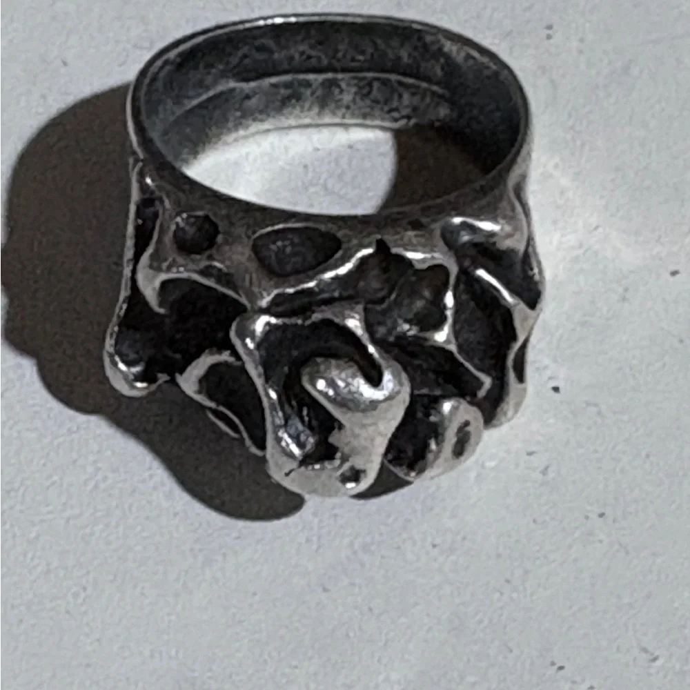 Brutalist Oxidized Silver 3D Abstract One of a Kind Ring size 8